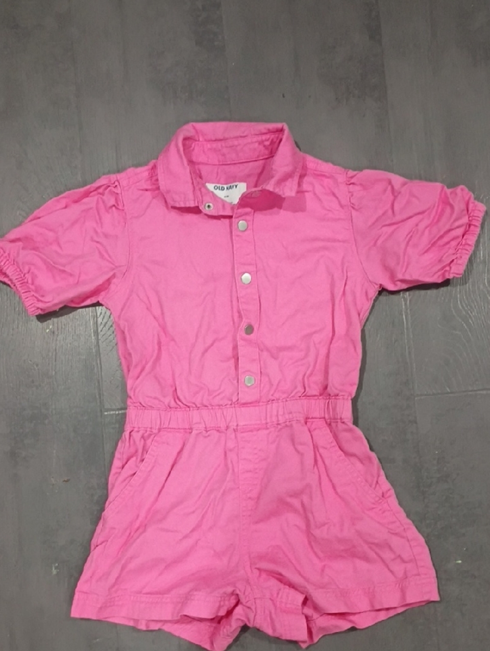 Old Navy Hot Pink Button-Front Short Romper